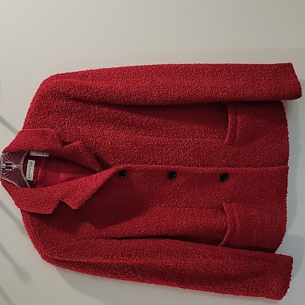 ANN TAYLOR Boiled Wool Jacket sz 6 Holuday Red